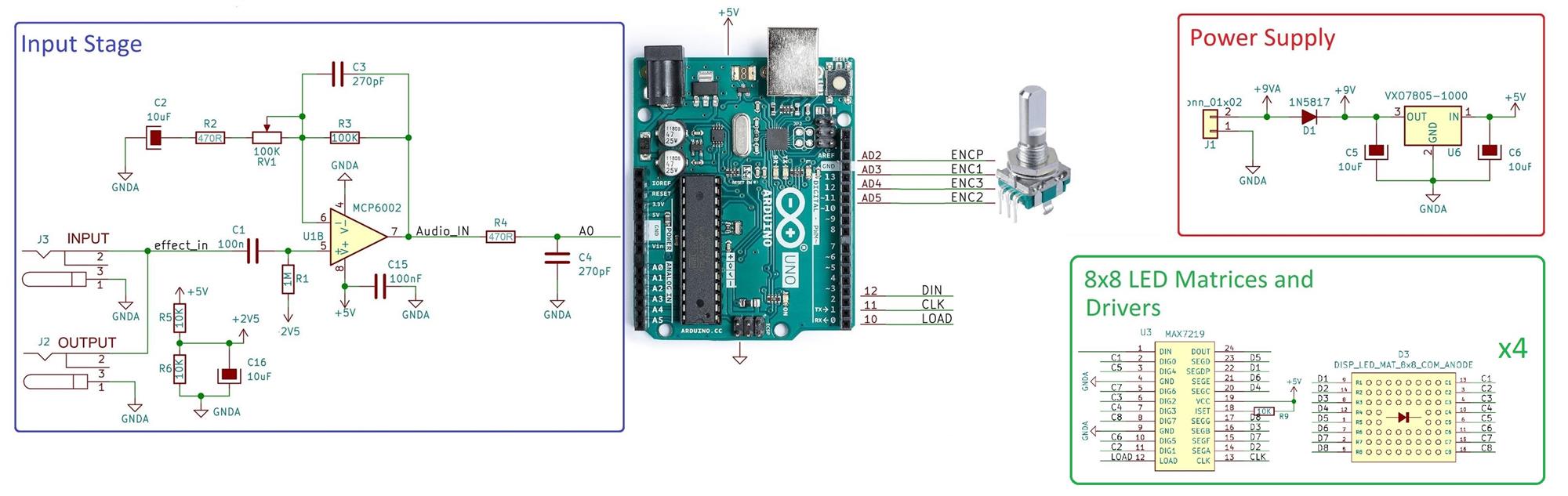 Arduino Audio Meter Schematic simple