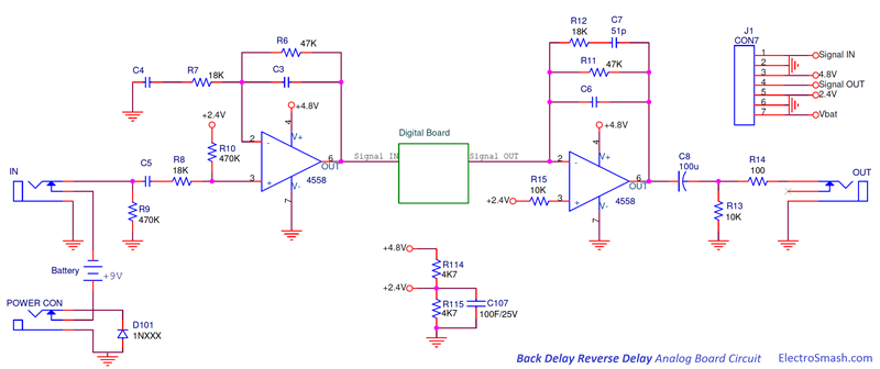 Back Talk Reverse Delay Analog Board Circuit