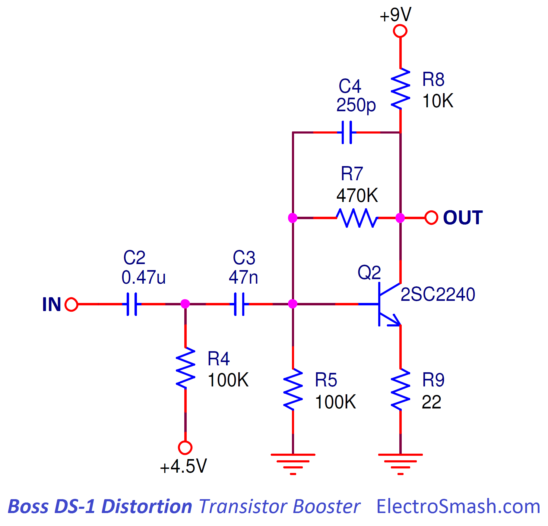 boss ds1 distortion transistor booster